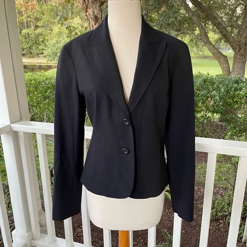Lafayette 148 New York Navy 2-Button Blazer
